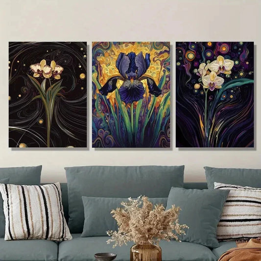 3pcs Colorful Tropical Flowers, Exotic Plants, Metal Print Ready to Hang Art