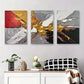 3pcs Abstract Geometric Bold Red, Yellow and Gray Metal Print Ready to Hang Art
