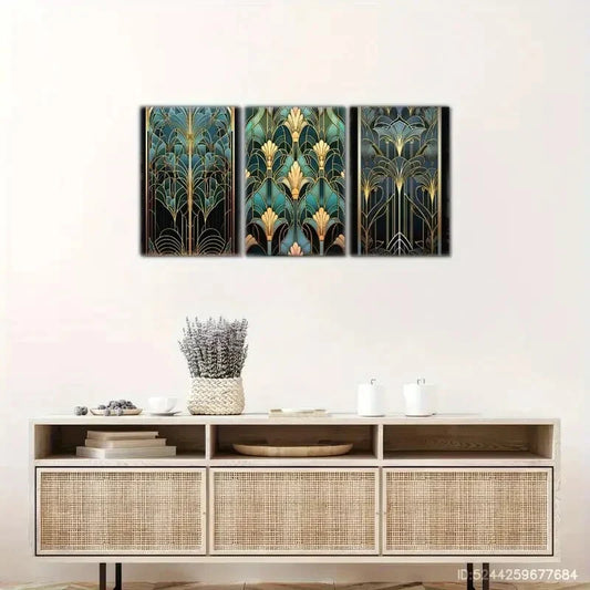 3pcs Art Nouveau Decor Modern Minimalist Decor Metal Print Ready to Hang Art