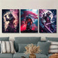 3pcs Japanese samurai painting under cherry blossomMetal Print Ready to Hang Art