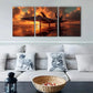 3pcs Sunset Scene with Jet Aircraft Retirement Metal Print Ready to Hang Art
