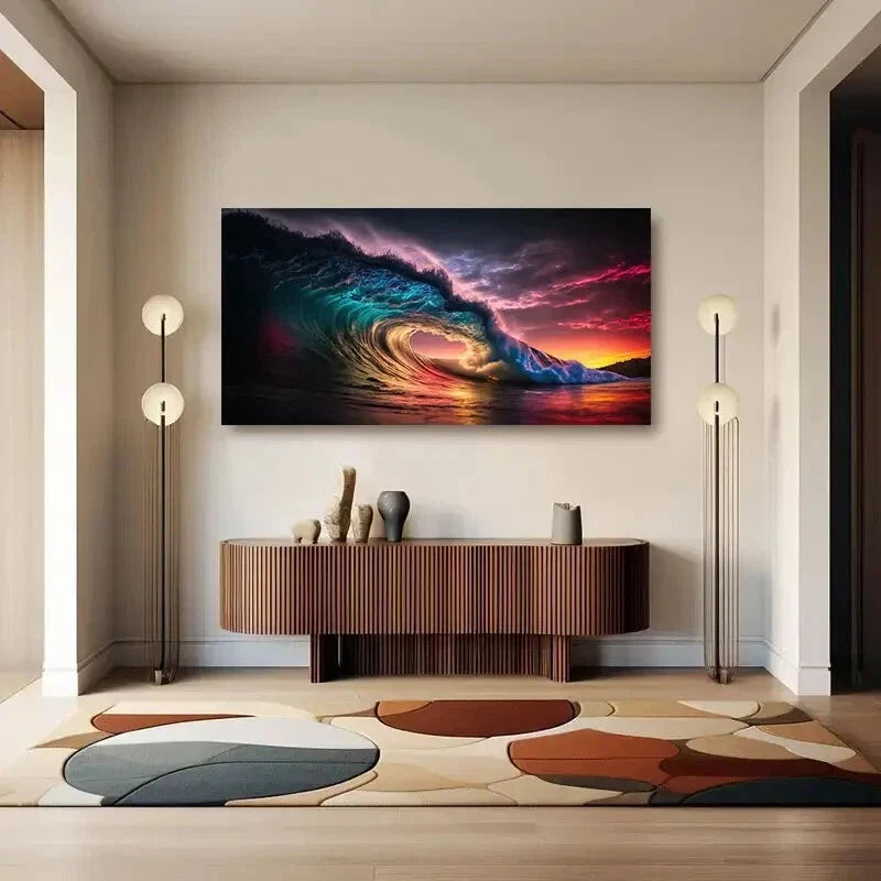 Classic Painted Waves Under Wall Art wall canvas office home room framed 120x60cm