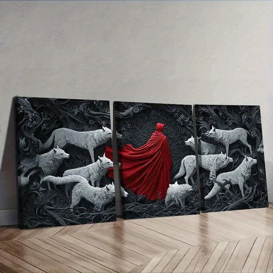 3pcs The Red Lord and the White Wolf Wall Art Set Canvas Framed 40x60cm - High Quality Print 100% Australian Made Wall Canvas Ready to Hang