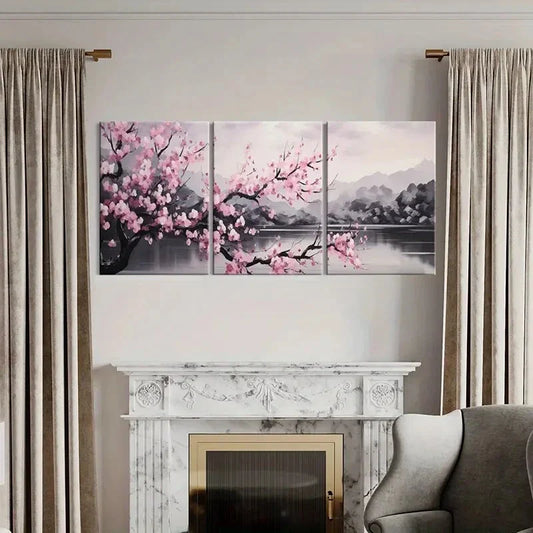 3pcs Tranquil Lake & Mountain Landscape Metal Print Ready to Hang Art