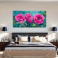 Vibrant Pink Roses Green Décor Wall Art Canvas Office Home Room Framed 120x60cm