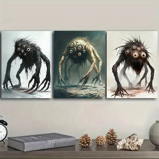 3pcs  Eye monster Art Painting Metal Print Ready to Hang Art