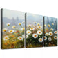 3pcs Classic Daisy Wildflower Countryside Lands Wall Art Set Canvas Framed 40x60cm - High Quality Print 100% Australian Made Wall Canvas Ready to Hang