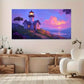 Vibrant Sunset Lighthouse wall canvas office home room framed 120x60cm