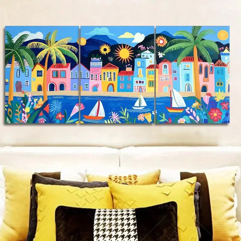 3pcs Coastal city of Rio de Janeiro, Brazil  Wall Art Set Canvas Framed 40x60cm - High Quality Print 100% Australian Made Wall Canvas Ready to Hang