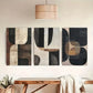 3pcs Beige Vase Style, Black & Brown Minimalist Metal Print Ready to Hang Art