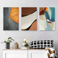 3pcs Soft Earth Tones & Bold Shapes, Modern Metal Print Ready to Hang Art
