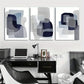 3pcs Navy Blue &amp; Gray White Abstract Metal Print Ready to Hang Art