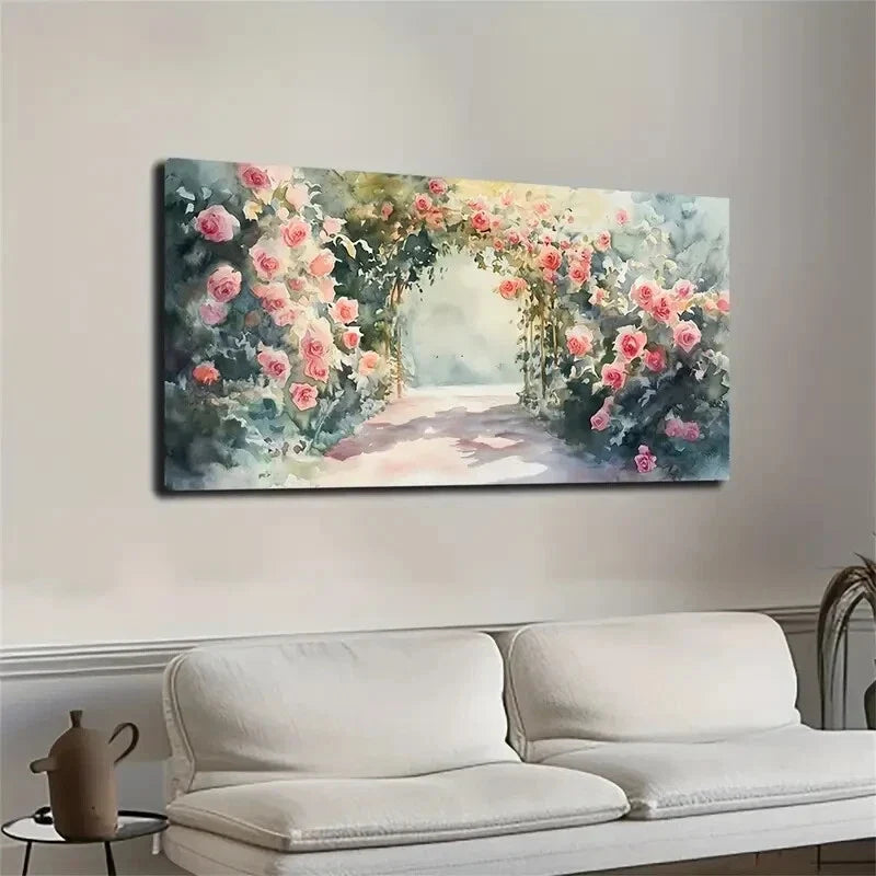 Bright Pink Flowers Growing Wall Art Canvas Office Home Room Framed 120x60cm