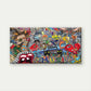 Music-Themed Retro 80s,90s Wall Art Canvas Office Home Room Framed 120x60cm
