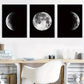 3pcs Minimalist Wind Moon Rotation Process  Wall Art Set Canvas Framed 40x60cm - High Quality Print 100% Australian Made Wall Canvas Ready to Hang