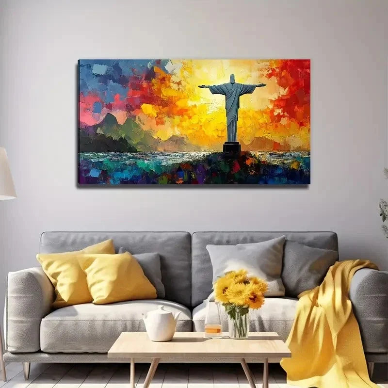 Statue Painting Suitable Wall Art Canvas Office Home Room Framed 80x45cm