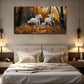 Majestic White Horses in Autumn Wall Art Canvas Office Home Room Framed 120x60cm