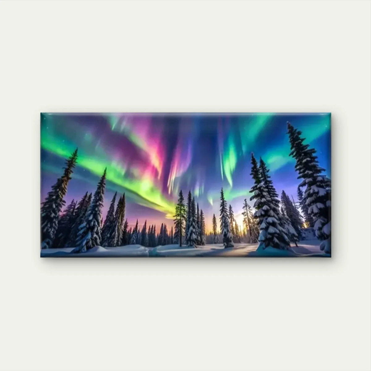 Colorful Aurora Forest Wall Art Canvas Office Home Room Framed 80x45cm