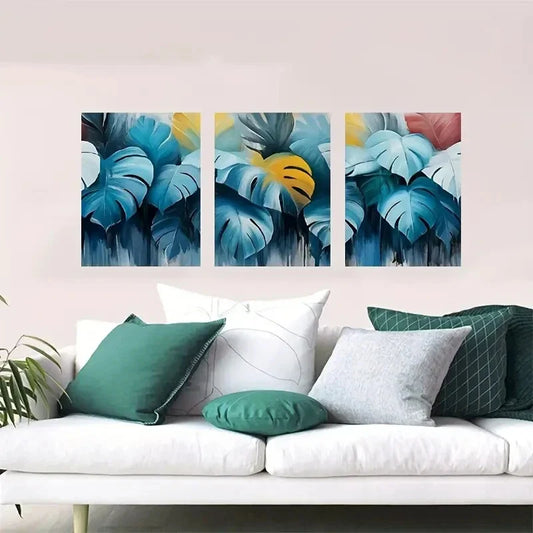 3pcs Plant Decorative Paintings Metal Print Ready to Hang Art