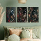 3pcs Gothic Raven Metal Print Ready to Hang Art
