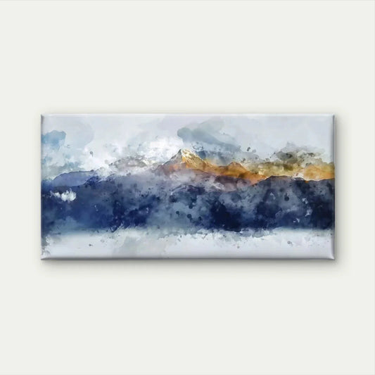 Blue & Green Abstract Nature Wall Art Canvas Office Home Room Framed 80x45cm