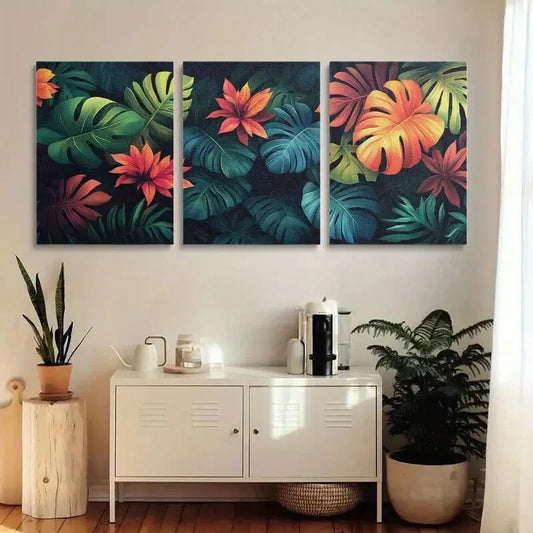 3pcs Tropical Plants Metal Print Ready to Hang Art