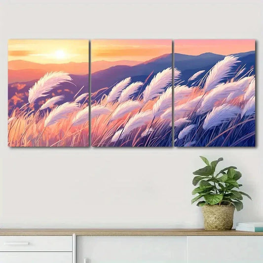 3pcs Vibrant Orange Purple Sky Colorful Perfect Wall Art Set Canvas Framed 40x60cm - High Quality Print 100% Australian Made Wall Canvas Ready to Hang