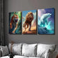 3pcs Ferocious Tiger Lion and Polar Bear Wall Art Set Canvas Framed 40x60cm - High Quality Print 100% Australian Made Wall Canvas Ready to Hang