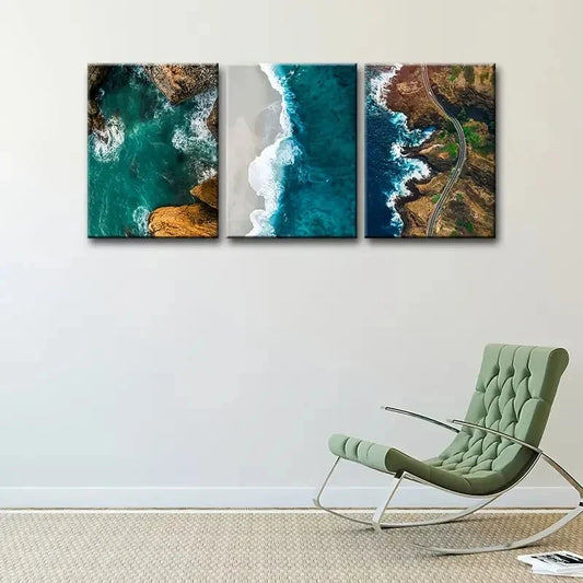 3pcs Landscape Painting, Portrait Orientation,Metal Print Ready to Hang Art