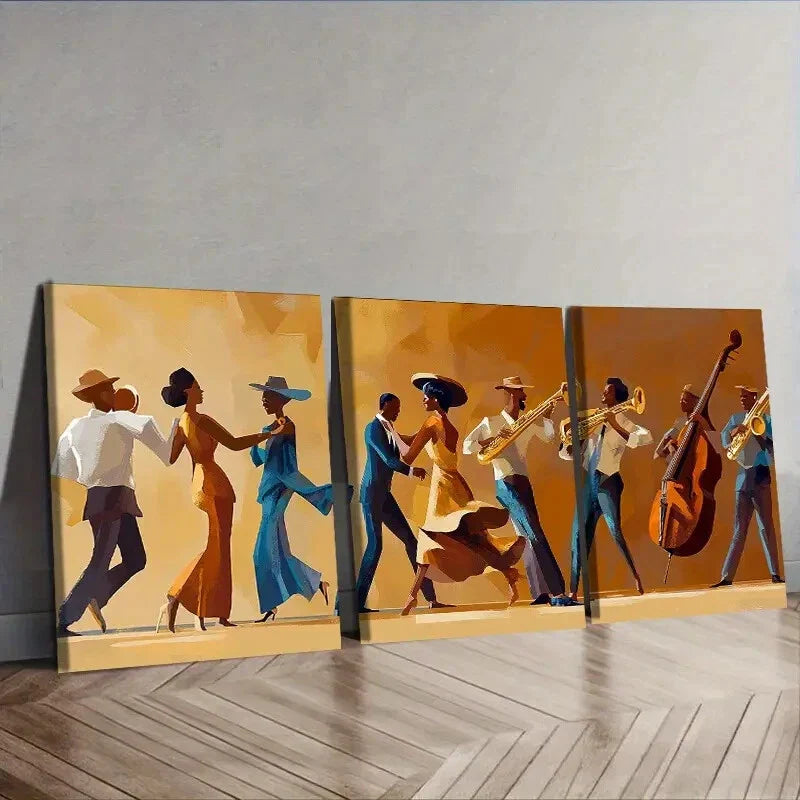 3pcs Fashionable African American Wall Art Set Canvas Framed 40x60cm - High Quality Print 100% Australian Made Wall Canvas Ready to Hang