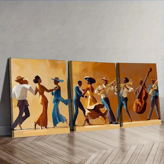 3pcs Fashionable African American Wall Art Set Canvas Framed 40x60cm - High Quality Print 100% Australian Made Wall Canvas Ready to Hang