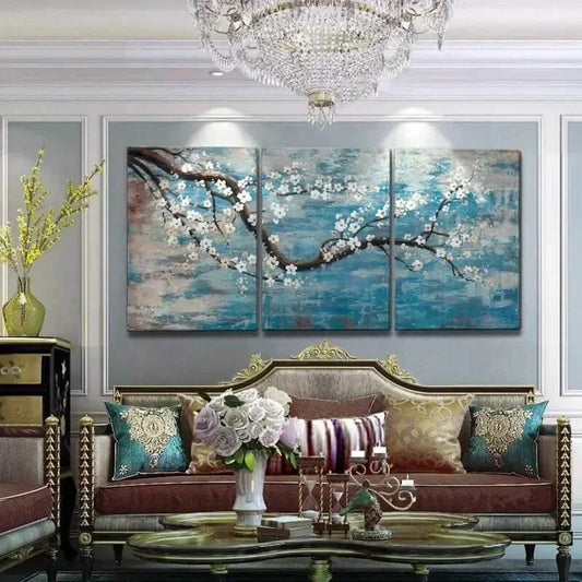 3pcs Decorative Floral Oil Painting Metal Print Ready to Hang Art