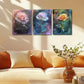 3pcs Magical Roses Design Metal Print Ready to Hang Art