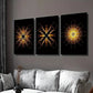3pcs Abstract Psychedelic Golden Kaleidoscope Wall Art Set Canvas Framed 40x60cm - High Quality Print 100% Australian Made Wall Canvas Ready to Hang