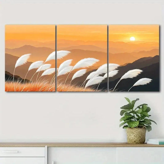 3pcs Autumn Mountain Landscape Shine Perfect Wall Art Set Canvas Framed 40x60cm - High Quality Print 100% Australian Made Wall Canvas Ready to Hang