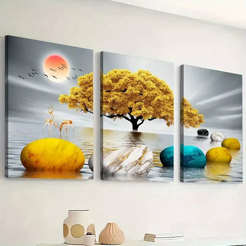 3pcs Water Surface Marble Canvas Framed 40x60cm - High Quality Print 100% Australian Made Wall Canvas Ready to Hang