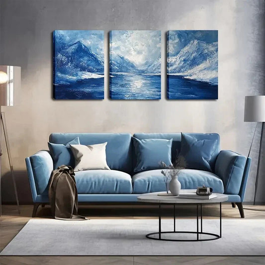 3pcs Immersive, Polar Ice and Snow  Wall Art Set Canvas Framed 40x60cm - High Quality Print 100% Australian Made Wall Canvas Ready to Hang