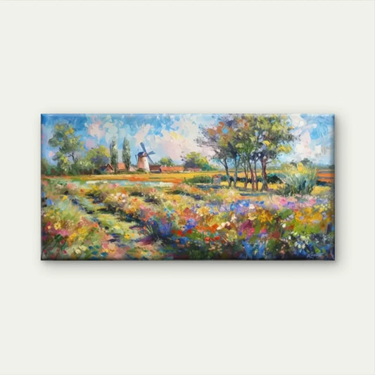 The Fields Flowers And Trees Wall Art Canvas Office Home Room Framed 80x45cm