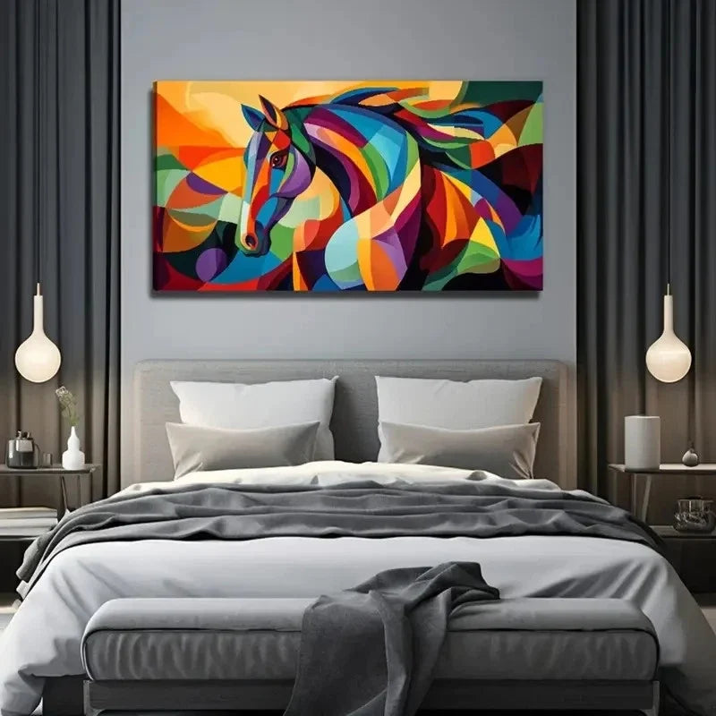 Abstract Horse Perfect Wall Art Canvas Office Home Room Framed 80x45cm