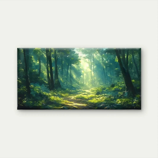 Sunlit Tree Landscape Wall Art Canvas Office Home Room Framed 80x45cm