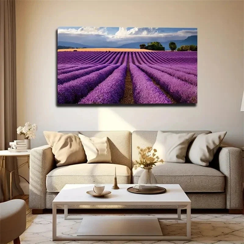 Provence Lavender Fields Lands Wall Art Canvas Office Home Room Framed 120x60cm
