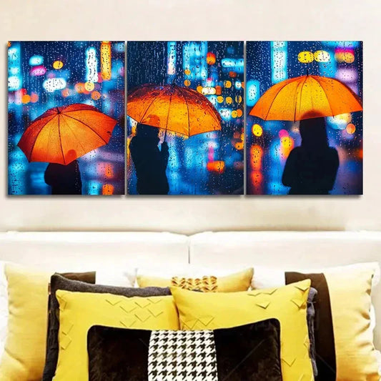 3pcs  Yellow Umbrella Luxurious Wall Art Set Canvas Framed 40x60cm - High Quality Print 100% Australian Made Wall Canvas Ready to Hang