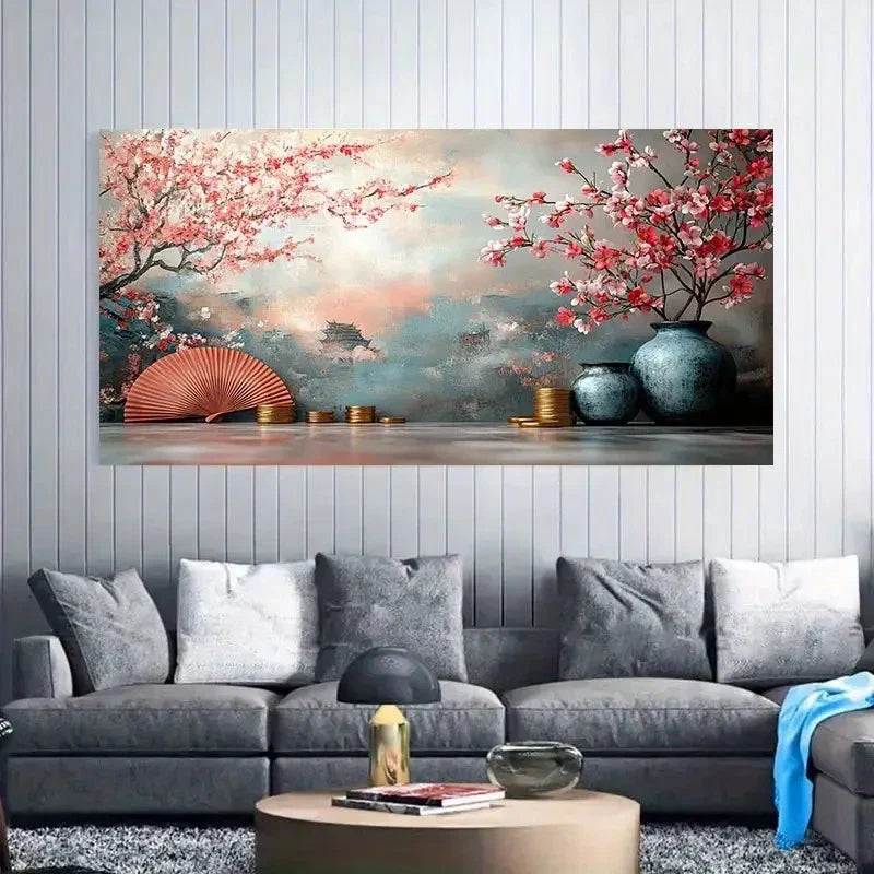 Ceramic Ornaments Blossoms Wall Art Canvas Office Home Room Framed 120x60cm