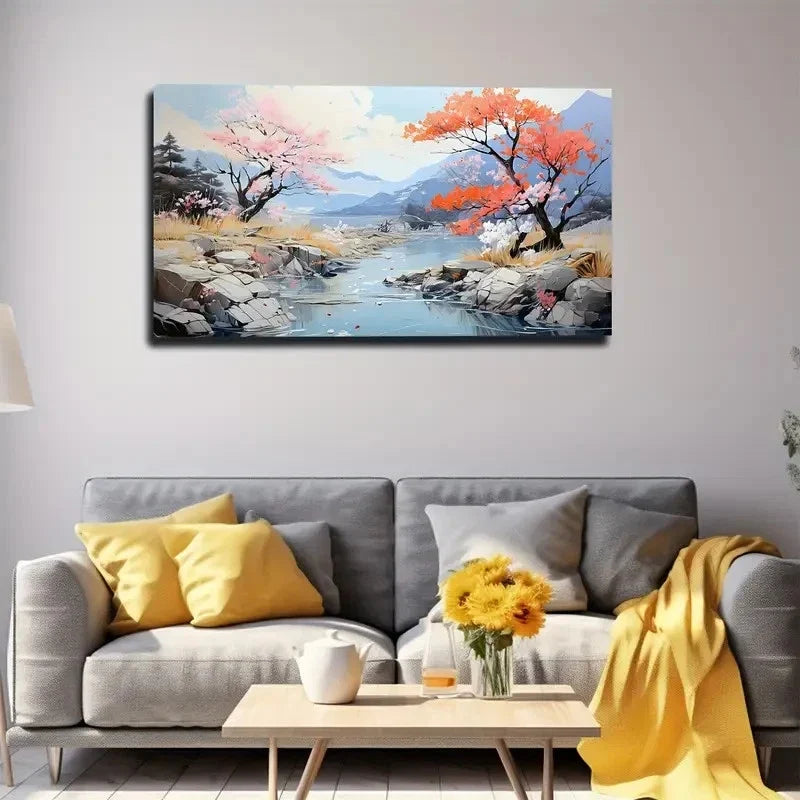 Streams Woods Wall Art Canvas Office Home Room Framed 120x60cm