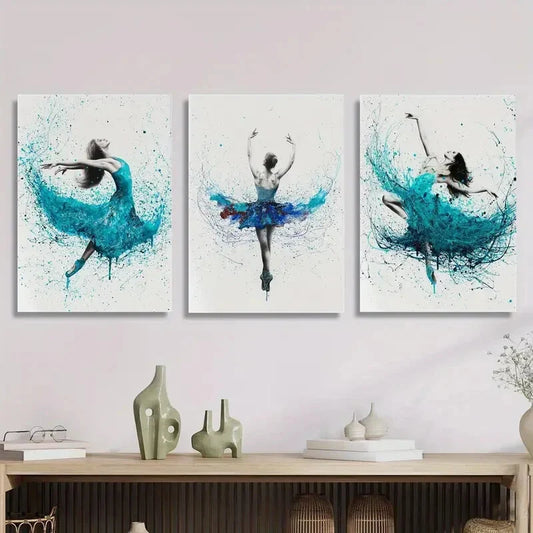 3pcs Color splash painting, ballet dance  Metal Print Ready to Hang Art