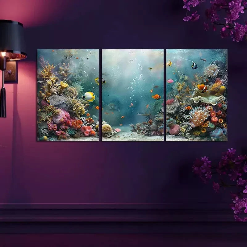 3pcs Vibrant Coral Reef Canvas Framed 40x60cm - High Quality Print 100% Australian Made Wall Canvas Ready to Hang