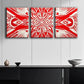 3pcs Red Modern Designs & Lines Metal Print Ready to Hang Art