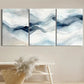 3pcs Navy Blue Waves White Gray Beige Metal Print Ready to Hang Art