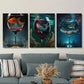 3pcs  Aquarium in a cup, fish poster, Metal Print Ready to Hang Art
