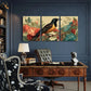 3pcs Artistic Bird Floral Surroundings Elegant Metal Print Ready to Hang Art